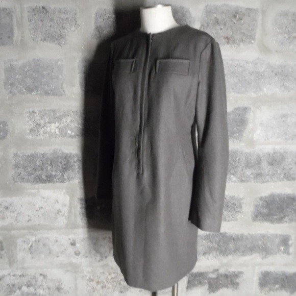 Jill Sander for Uniqlo zip front wool slim fit long sleeve dress brown - Picture 5 of 7